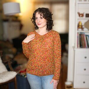 Long Sleeve Retro Vintage Funky Floral Medium Sized Liz Claiborne